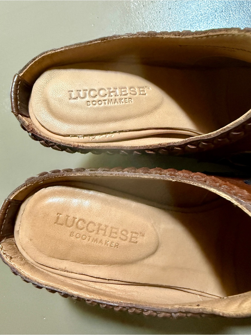 Lucchese Two-Tone Western Leather Mules Clogs Slide Cowboy Boots - Picture 3 of 7